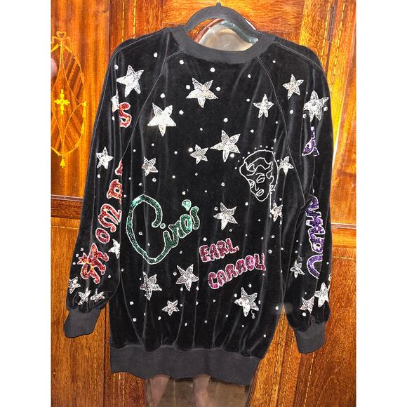 Bonnie Boerer & Co Vintage Velvet Sweatshirt Derby Cocoanut Grove Sequin Beaded - Picture 7 of 14